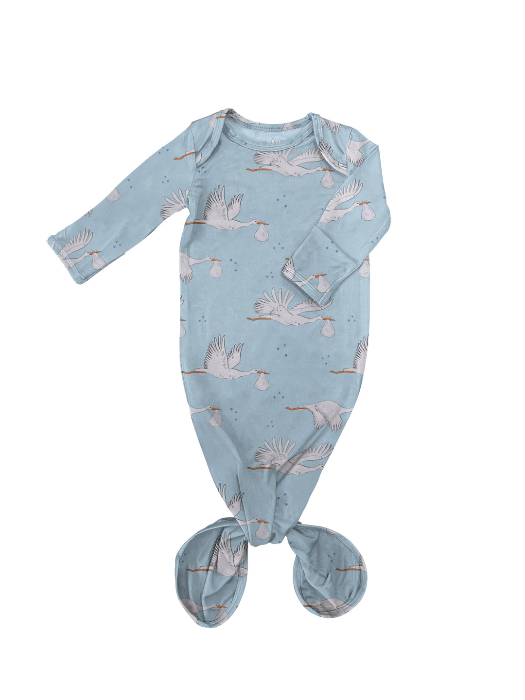 Baby Boy Blue Storks - Knotted Infant Gown - Premium Baby Sleepwear from Goosies - Just $29.95! Shop now at Pat's Monograms