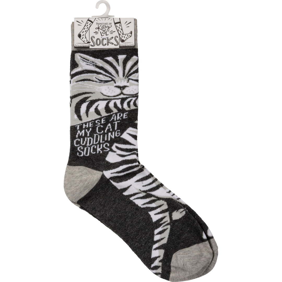 These Are My Cat Cuddling Socks - Premium Socks from Primitives by Kathy - Just $7.95! Shop now at Pat's Monograms