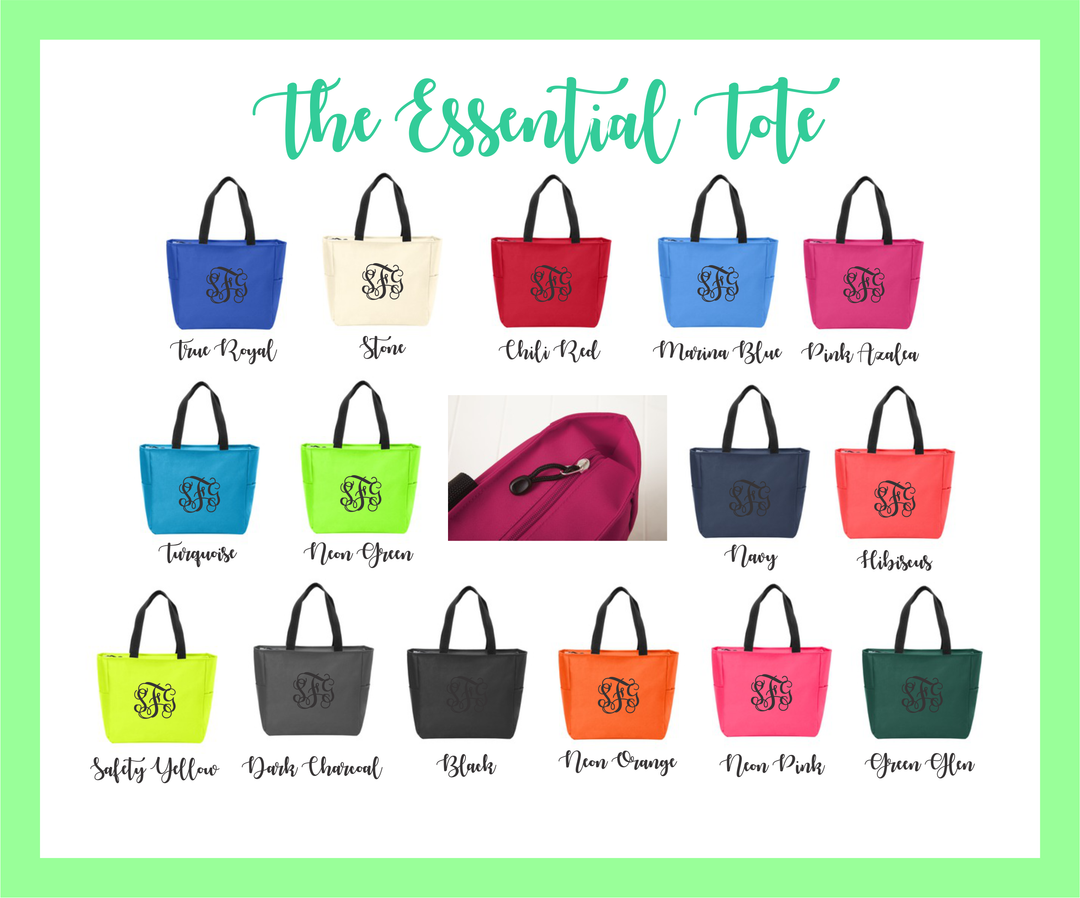 Essential Tote w/Zipper - Premium Bags and Totes from Pat's Monograms - Just $12.50! Shop now at Pat's Monograms