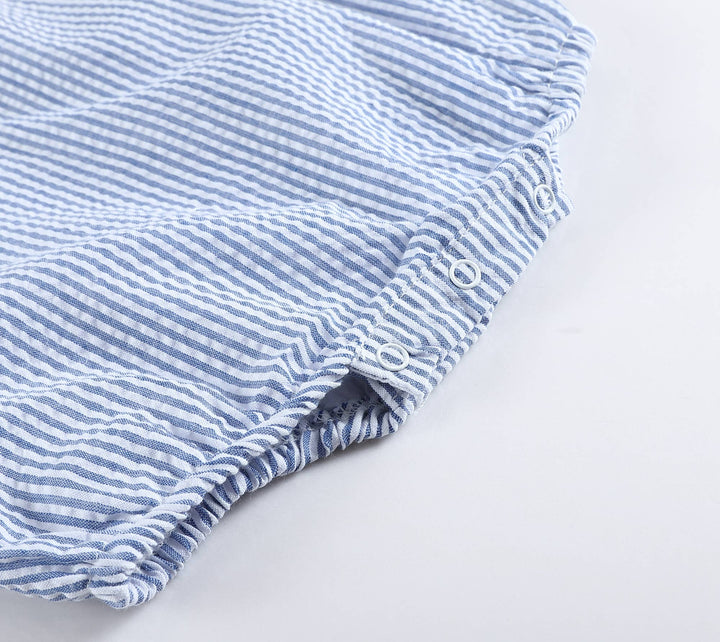 Dark Blue Seersucker Bubble Romper - Premium Baby & Toddler Outfits from Lil Cactus - Just $32.95! Shop now at Pat's Monograms