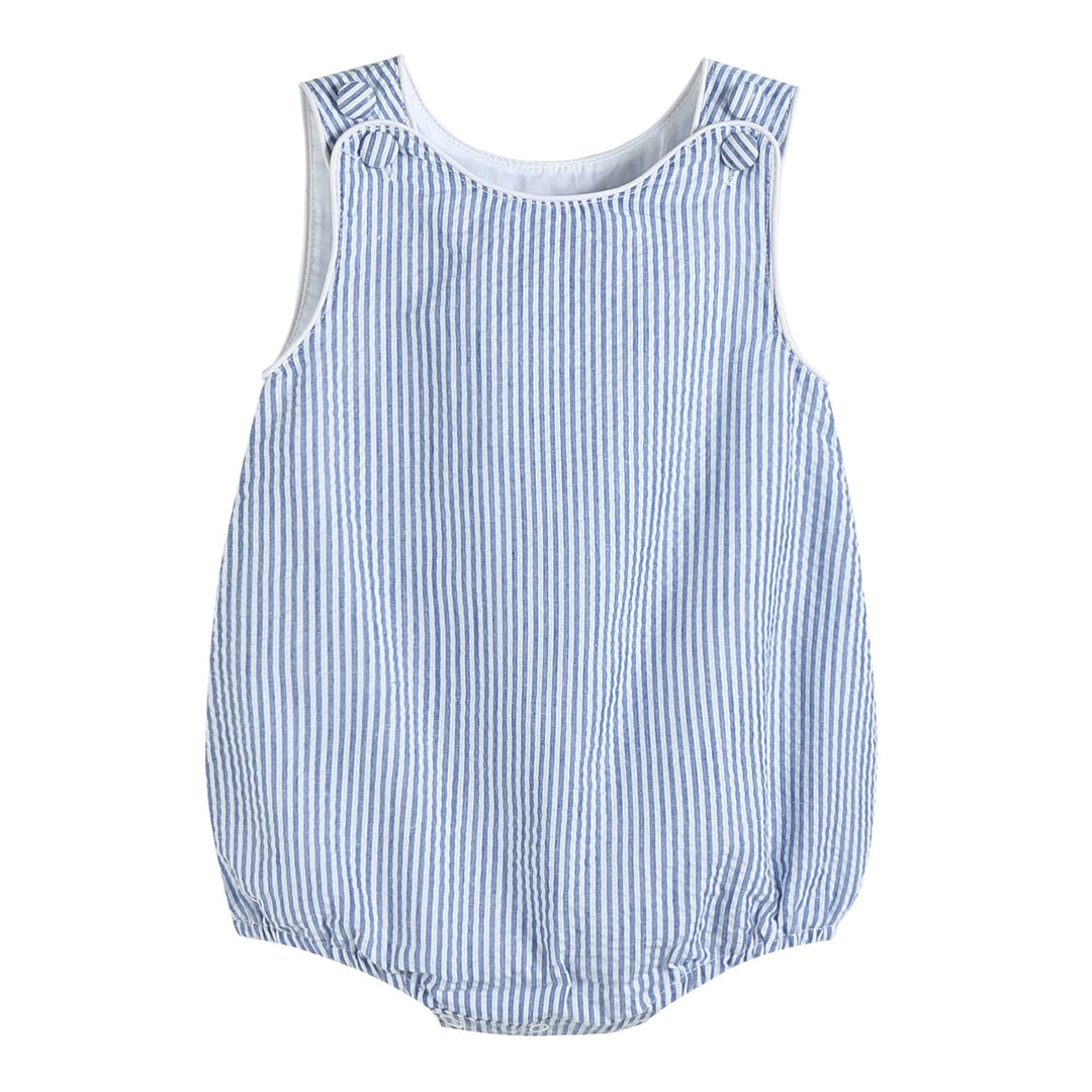Dark Blue Seersucker Bubble Romper - Premium Baby & Toddler Outfits from Lil Cactus - Just $32.95! Shop now at Pat's Monograms