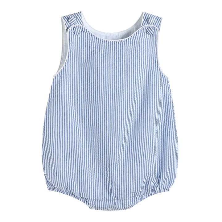 Dark Blue Seersucker Bubble Romper - Premium Baby & Toddler Outfits from Lil Cactus - Just $32.95! Shop now at Pat's Monograms