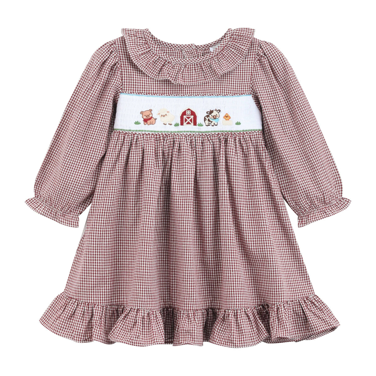 Red and Cream Gingham Farm Smocked Dress — Lil Cactus