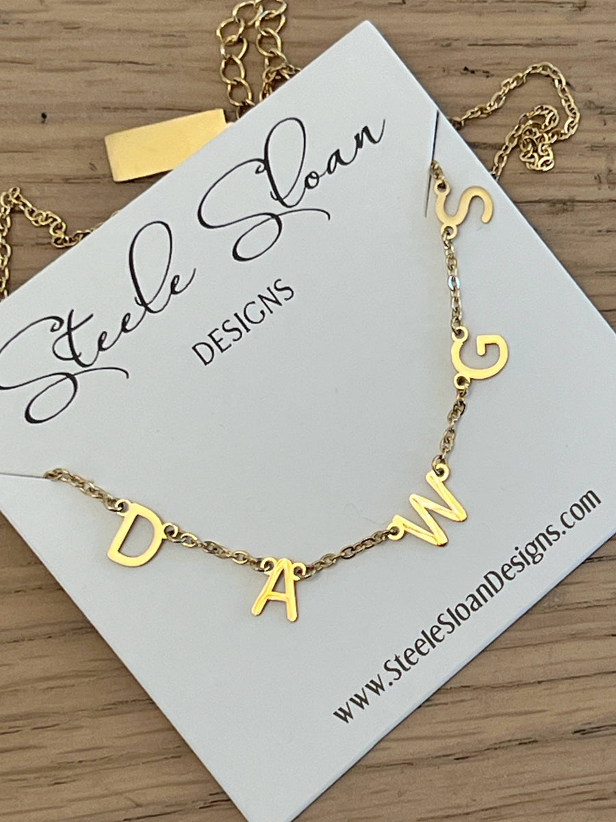 DAWGS Charm Necklace Gold DAWGS Dangle Layer Necklace Gift - Premium Jewelry from Steele Sloan Designs - Just $45.95! Shop now at Pat's Monograms