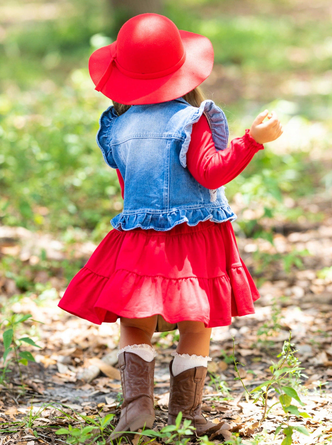 Always In Style Denim Vest & Red Dress Set - Premium Youth Apparel from Mia Belle Girls - Just $29.95! Shop now at Pat's Monograms