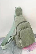 Corduroy Zipper Sling Bag - Premium Bags and Totes from UNISHE - Just $16.95! Shop now at Pat's Monograms