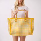 Gingham Check Frayed Trim Tote Bag - Premium tote bag from Hana - Just $22.95! Shop now at Pat's Monograms
