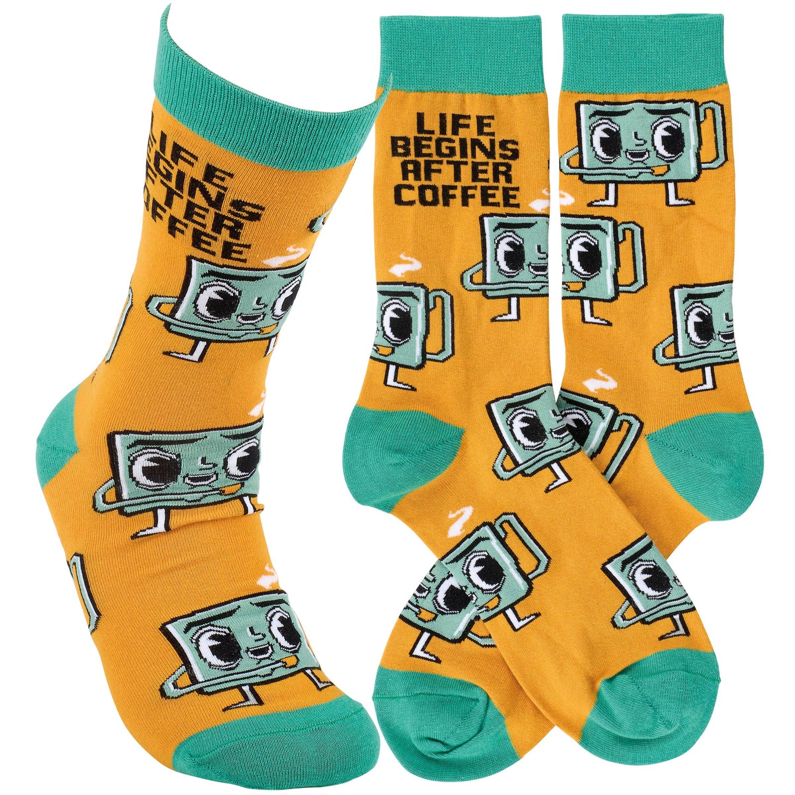 Life Begins After Coffee Socks - Premium Socks from Primitives by Kathy - Just $11.50! Shop now at Pat's Monograms