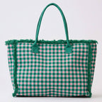 Gingham Check Frayed Trim Tote Bag - Premium tote bag from Hana - Just $22.95! Shop now at Pat's Monograms