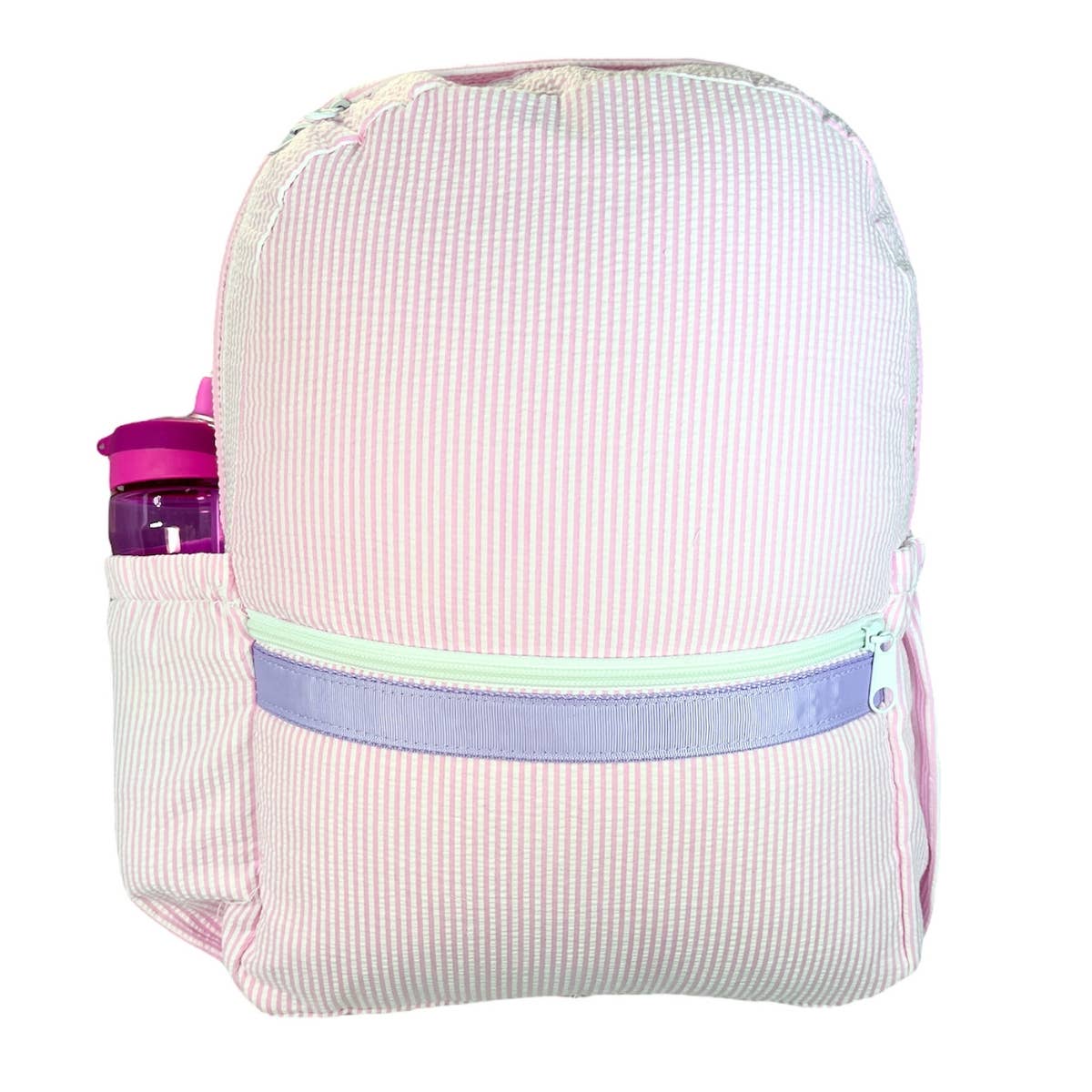 Princess Seersucker Medium Backpack w/ Pocket - Premium Backpack from Mint - Just $34.95! Shop now at Pat's Monograms