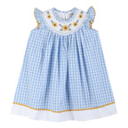 Blue Gingham Sunflower Smocked Bishop Dress - Premium Baby & Toddler Dresses from Lil Cactus - Just $42.95! Shop now at Pat's Monograms