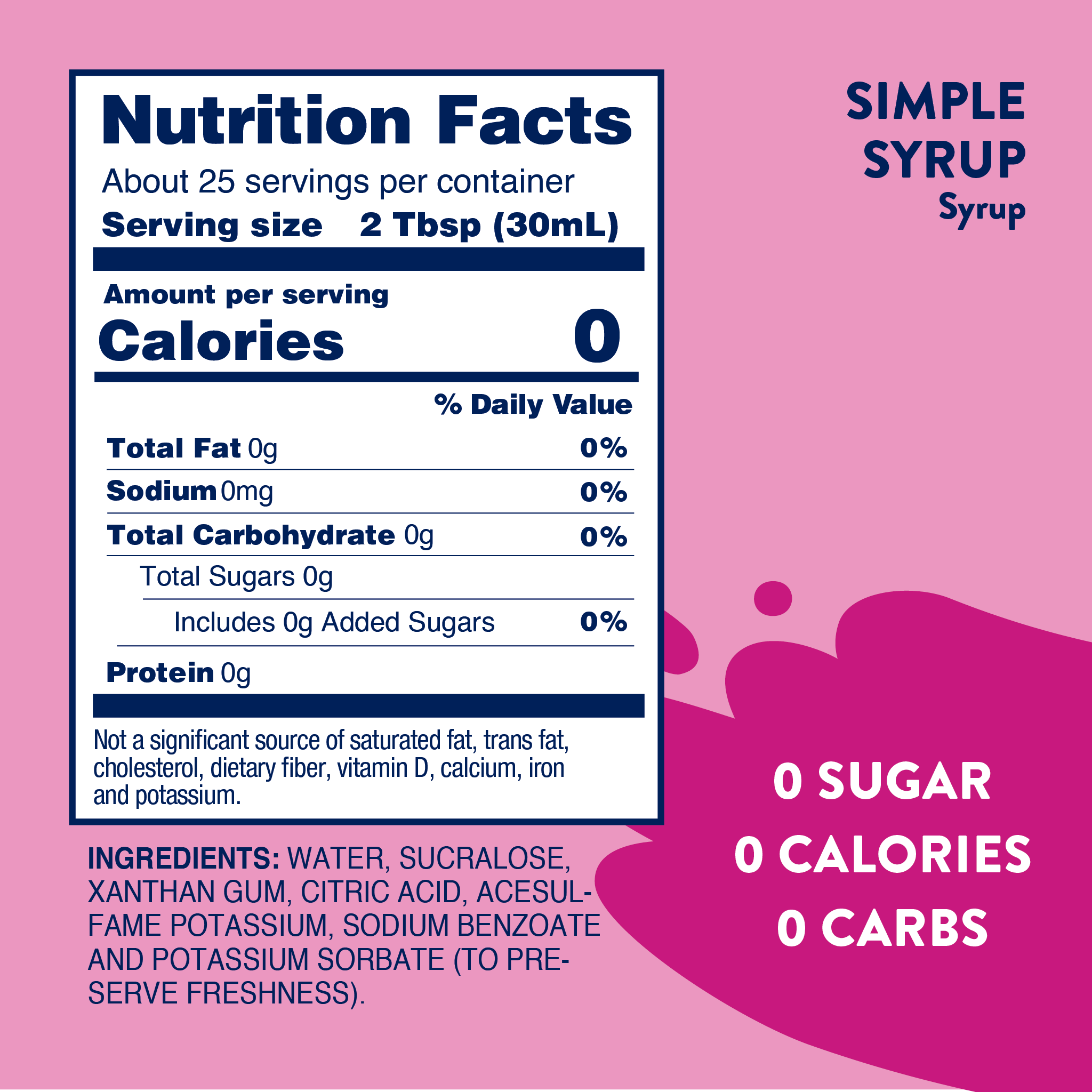 Sugar Free Simple Syrup - 375ml Mixer - Premium drink mix from Jordan's Skinny Mixes - Just $5.95! Shop now at Pat's Monograms