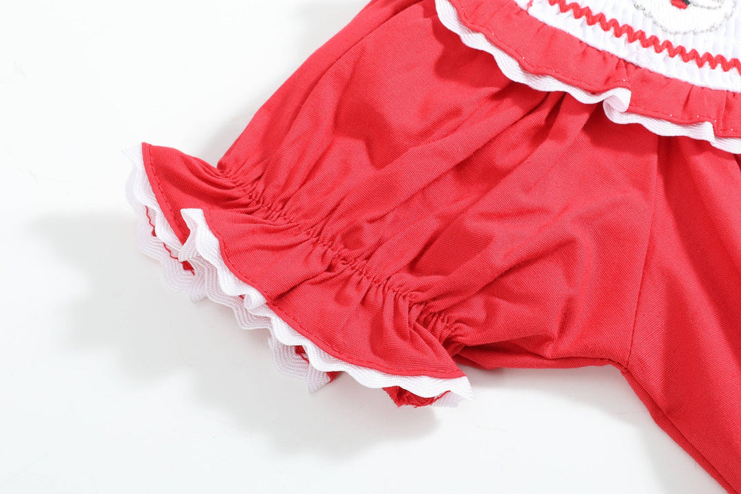 Red Santa Smocked Ruffle Romper - Premium Baby & Toddler Outfits from Lil Cactus - Just $37.95! Shop now at Pat's Monograms