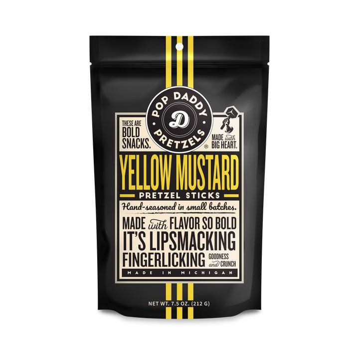 Pop Daddy – Yellow Mustard Seasoned Pretzels 7.5oz - Premium gourmet Foods from Pop Daddy Snacks - Just $5.95! Shop now at Pat's Monograms