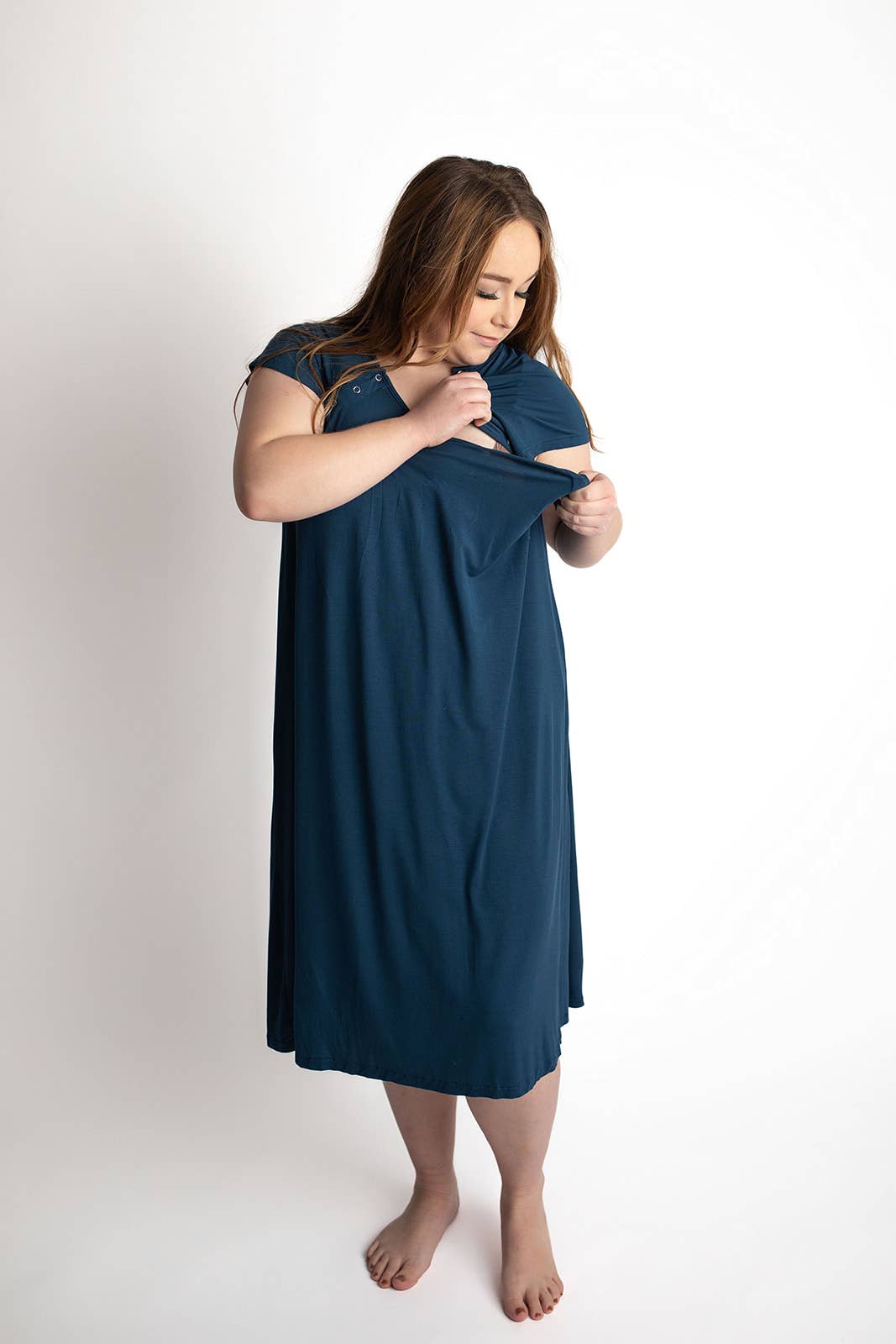 Navy Blue Maternity Mommy Labor and Delivery/ Nursing Gown - Premium nursing & Feeding from Three Little Tots - Just $36.95! Shop now at Pat's Monograms