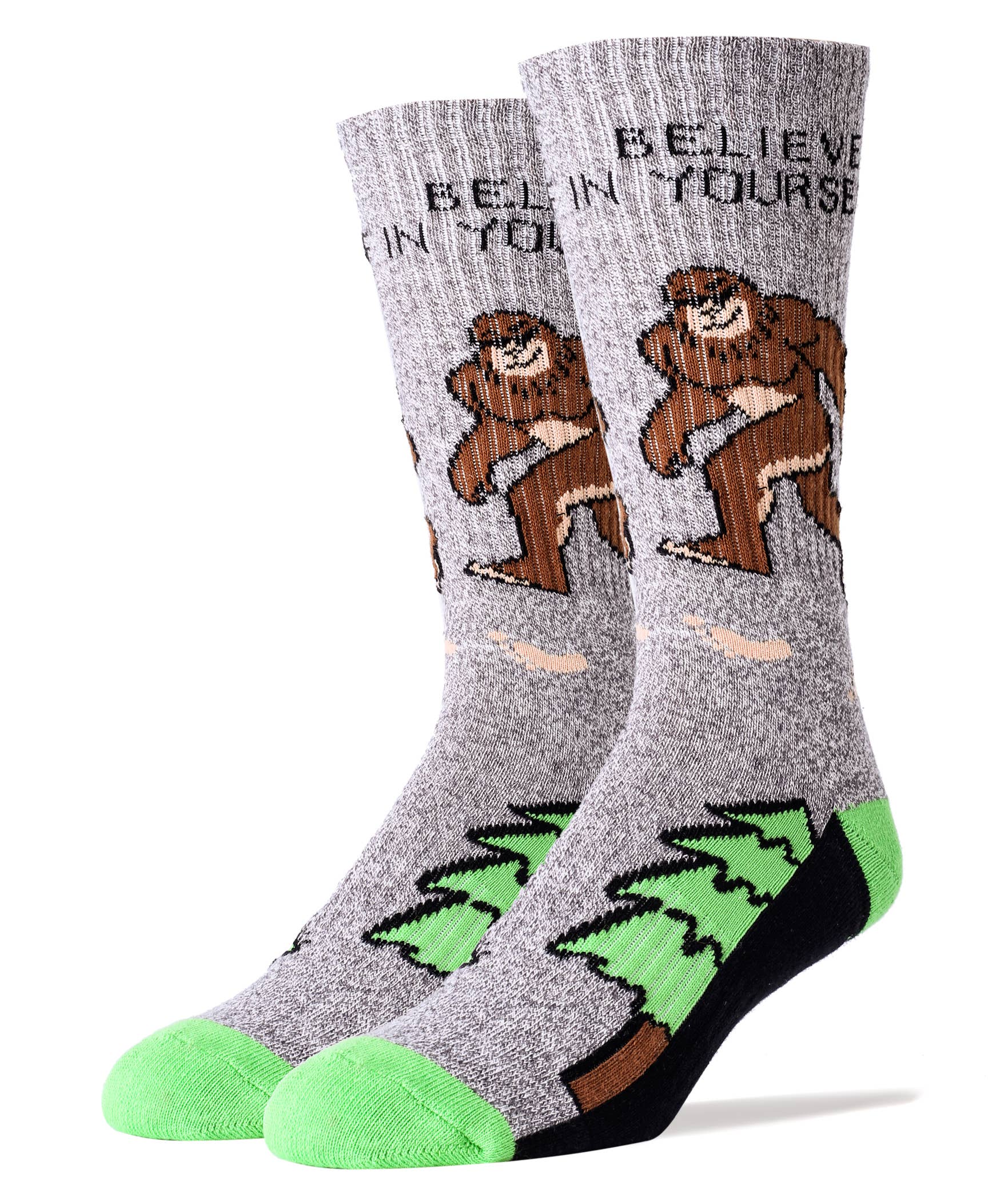 Believe | Men's Bigfoot Athletic Funny Crew Socks - Premium Socks from Oooh Yeah/Sock It Up/Oooh Geez Slippers - Just $11.95! Shop now at Pat's Monograms