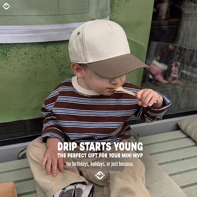 Kids Two Tone Vintage Cap - Khaki/Beige - Premium Trucker Cap from Funky Junque - Just $15.95! Shop now at Pat's Monograms