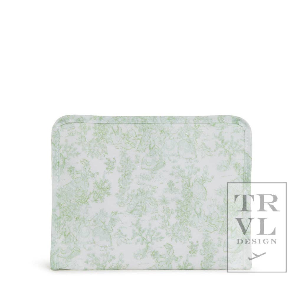 Roadie Medium - Bunny Toile Green Zip Pouch - Premium travel bag from TRVL Design - Just $29.95! Shop now at Pat's Monograms