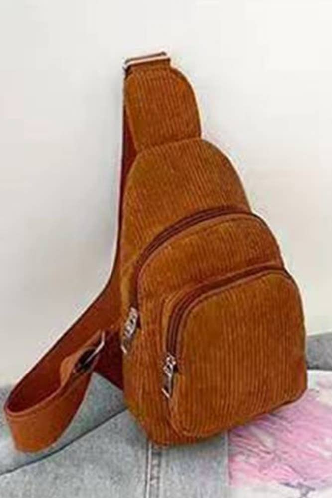 Corduroy Zipper Sling Bag - Premium Bags and Totes from UNISHE - Just $16.95! Shop now at Pat's Monograms