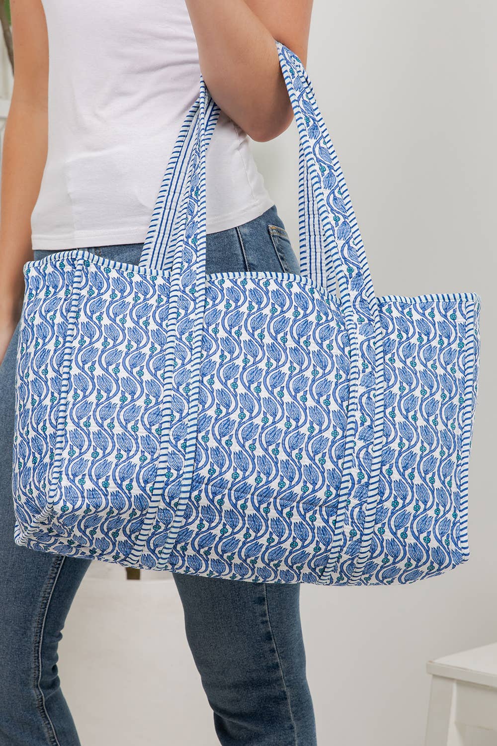 Floral Quilted Cotton Tote Bag - Climbing Vines - Premium Bags and Totes from LA Soul - Just $34.95! Shop now at Pat's Monograms
