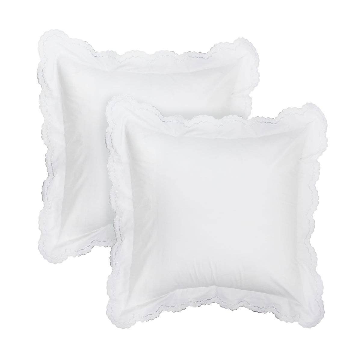 Double Scallop Embroidered Percale Euro Sham Pair - Premium Home Textiles from Mélange Home - Just $48.95! Shop now at Pat's Monograms