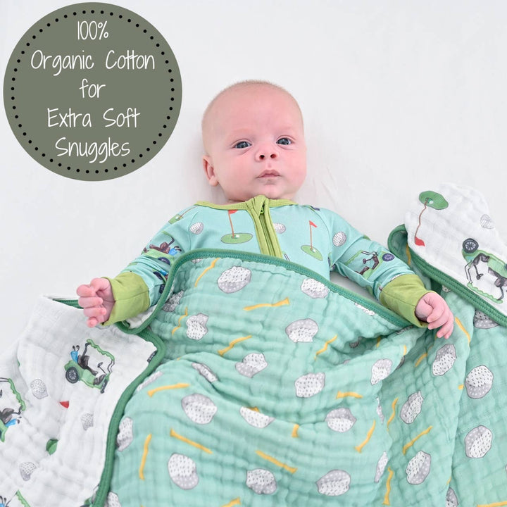 Golf A Round Sports Theme Baby Toddler Muslin Blanket - Premium Baby Blanket from LollyBanks - Just $29.95! Shop now at Pat's Monograms