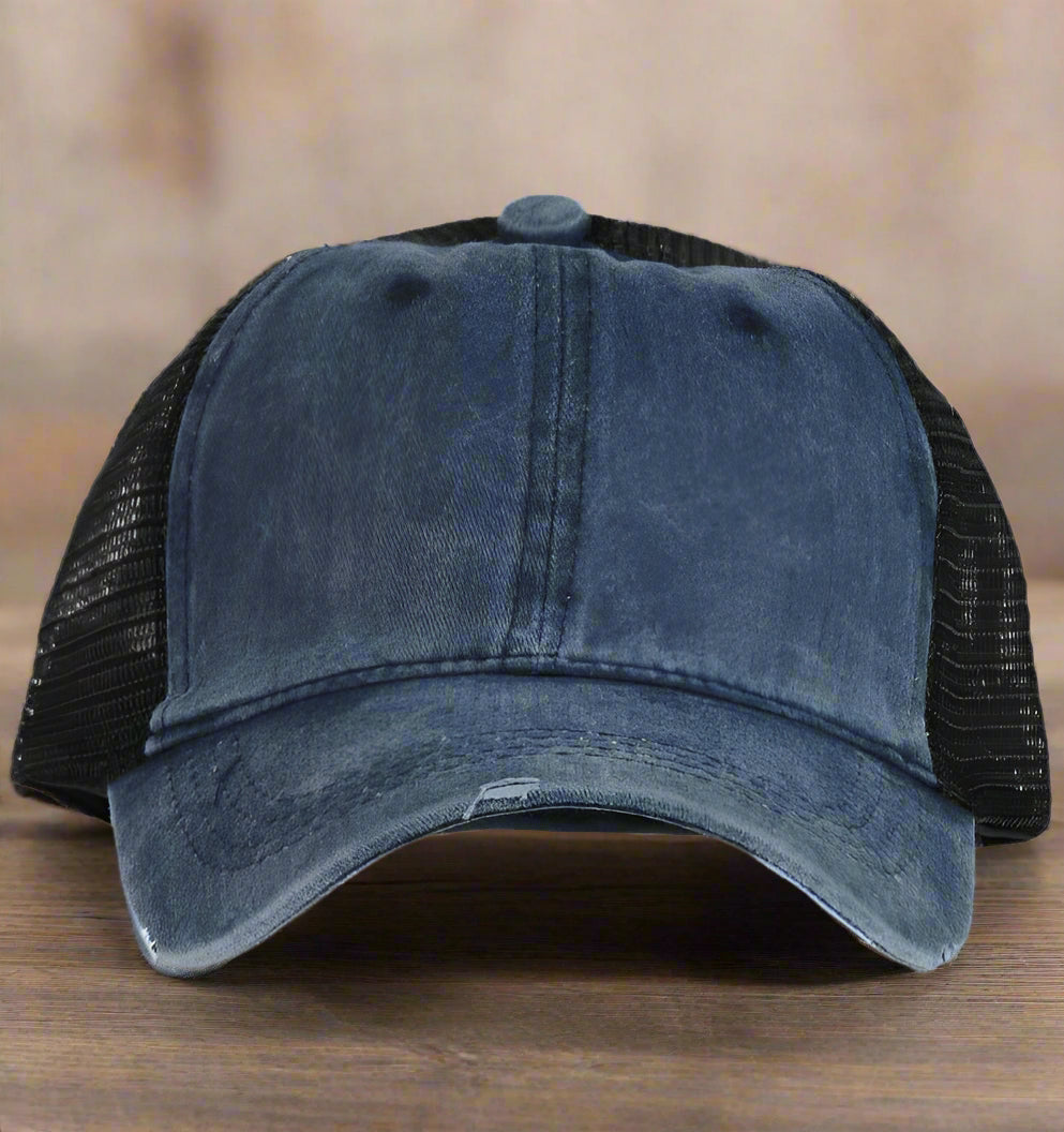 GIRLS High Ponytail Hat with Beige Mesh - Premium baseball cap from GRACE+EMMA by Southern Grace - Just $8.95! Shop now at Pat's Monograms