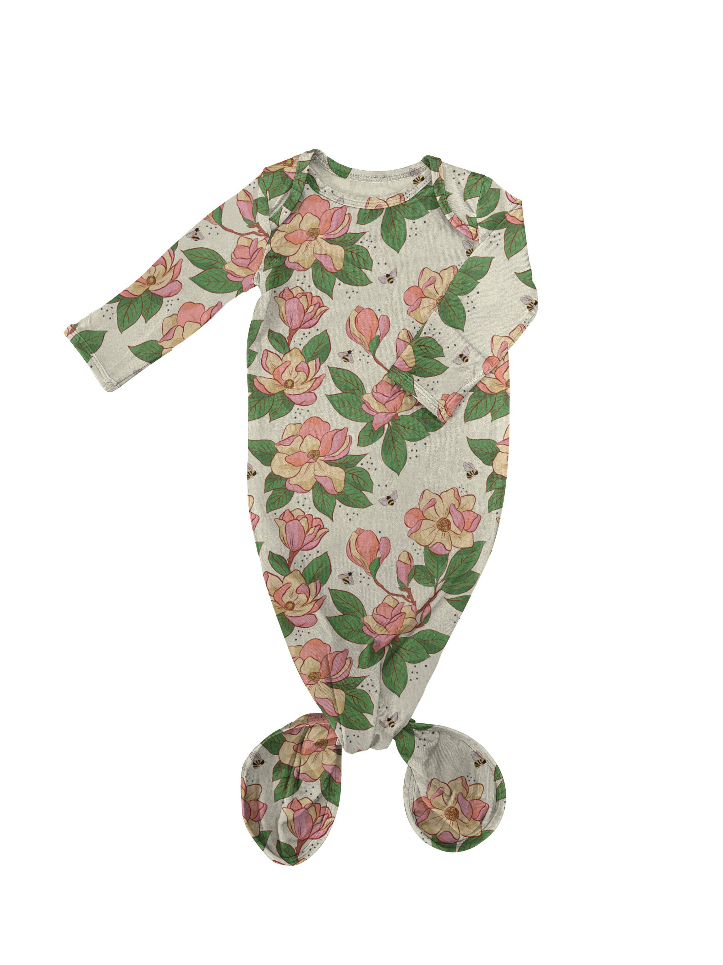 Magnolias - Knotted Gown - Premium Baby Sleepwear from Goosies - Just $29.95! Shop now at Pat's Monograms