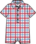 Baby Boys Lincoln Plaid Short Sleeve Woven Button-Up Romper - Premium Baby & Toddler Outfits from RuffleButts + RuggedButts - Just $42.95! Shop now at Pat's Monograms