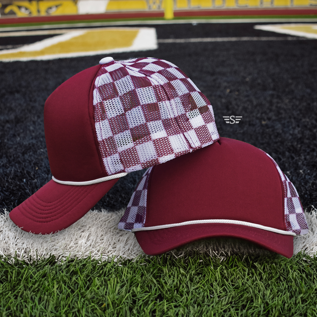 Checkered Mesh Back Foam Trucker Cap - Premium Trucker Cap from Flying S Company - Just $16.99! Shop now at Pat's Monograms