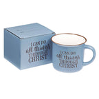 I Can Do All Thing Through Christ Blue Camp-style Coffee Mug - Premium gift item from Christian Art Gifts - Just $12.95! Shop now at Pat's Monograms