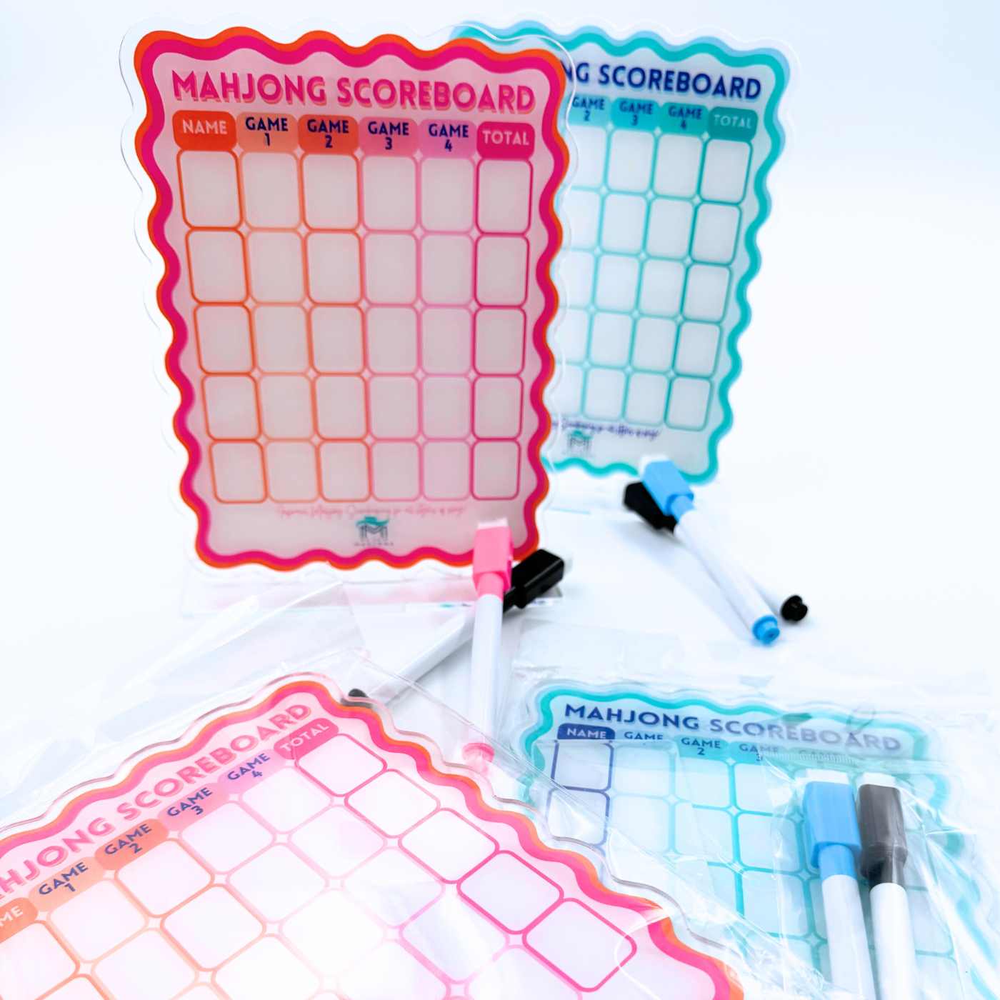 Mahjong Scoreboard (2 color combos) | Scalloped Dry Erase Board with Stand & Markers - Premium Mahjong from My Fair Mahjong - Just $30! Shop now at Pat's Monograms