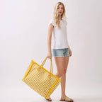 Gingham Check Frayed Trim Tote Bag - Premium tote bag from Hana - Just $22.95! Shop now at Pat's Monograms