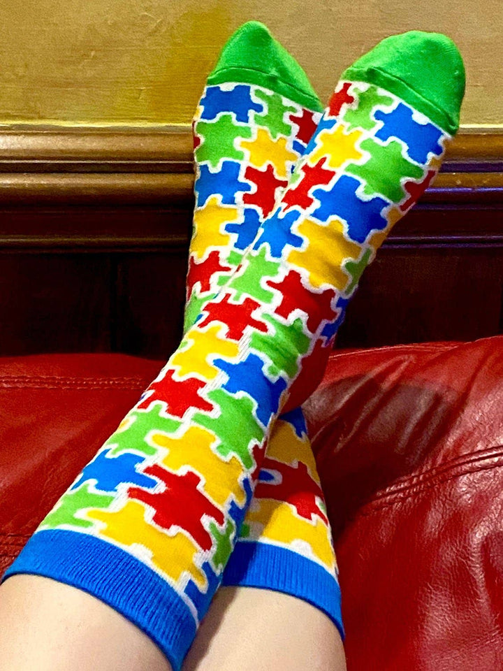 Colorful Autism Awareness Puzzle Pieces Women's Crew Socks - Premium socks from Fabdaz - Just $12.95! Shop now at Pat's Monograms