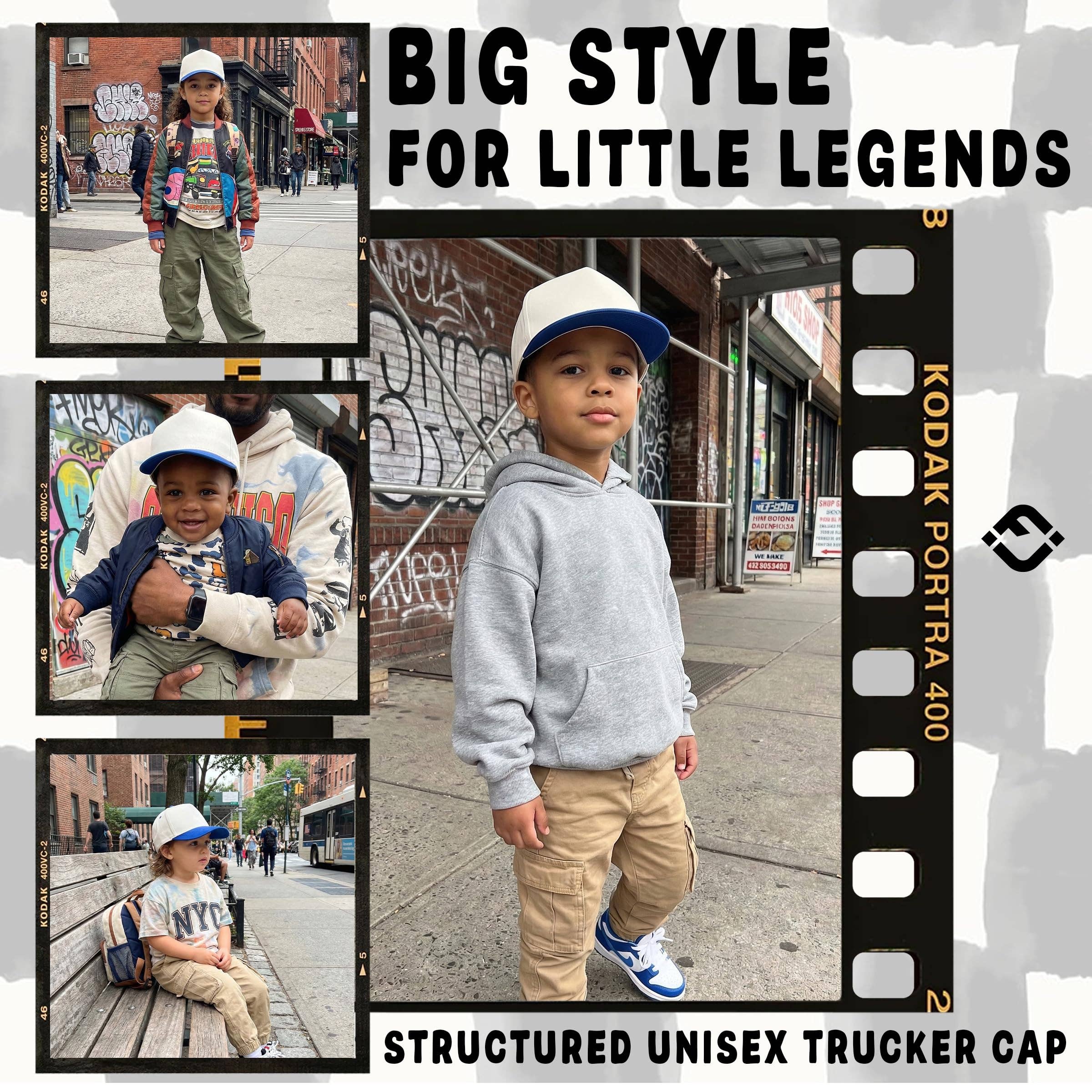 Kids Two Tone Vintage Cap - Royal Blue/Beige - Premium Trucker Cap from Funky Junque - Just $15.95! Shop now at Pat's Monograms