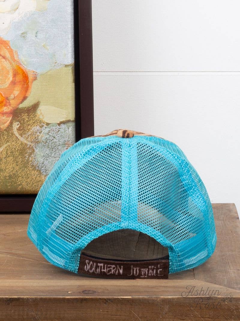 GIRLS Leopard & Turquoise Mesh Hat - Premium baseball cap from GRACE+EMMA by Southern Grace - Just $8.95! Shop now at Pat's Monograms