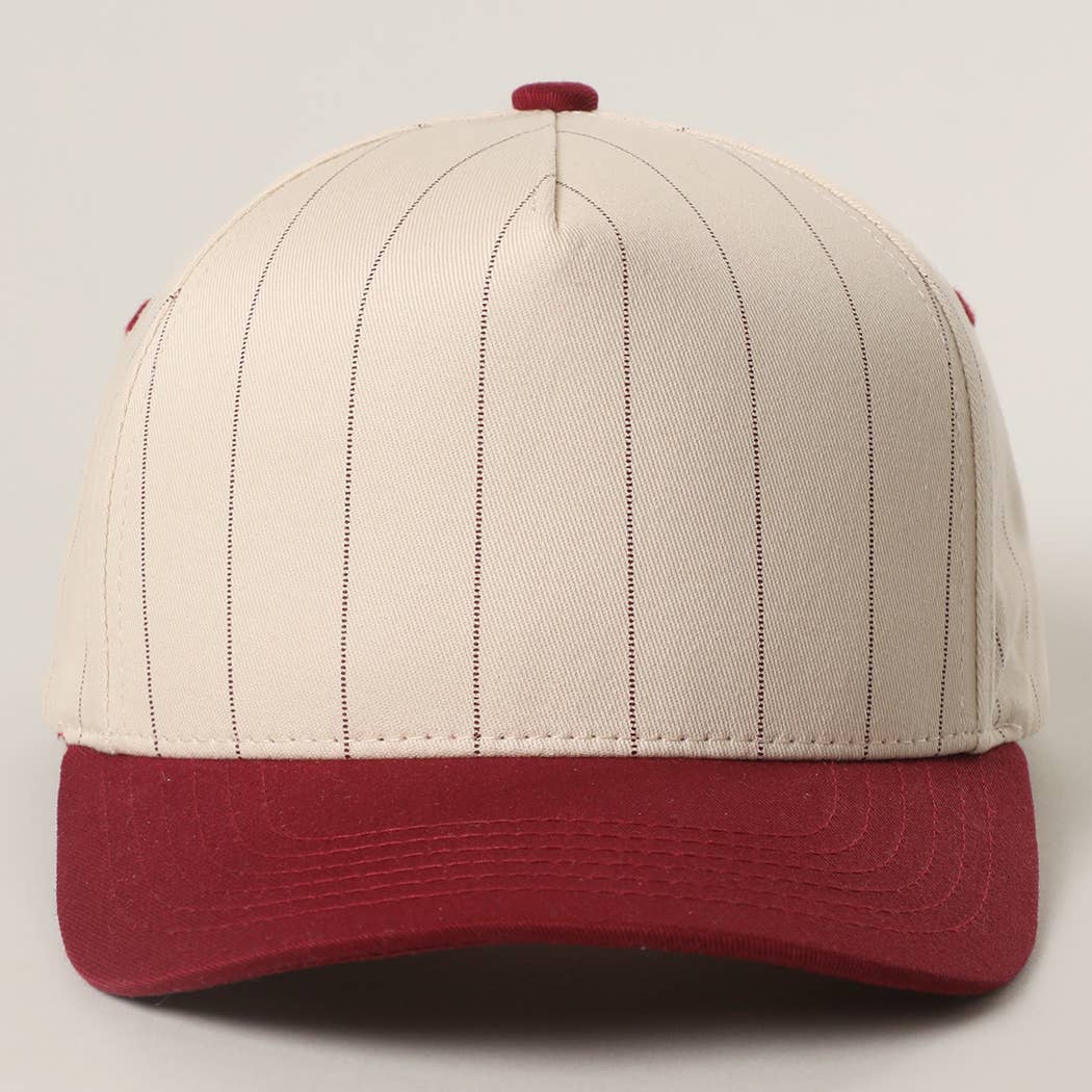 Two-Tone Pinstripe Canvas Trucker Hat - Premium  from Fashion City - Just $15! Shop now at Pat's Monograms