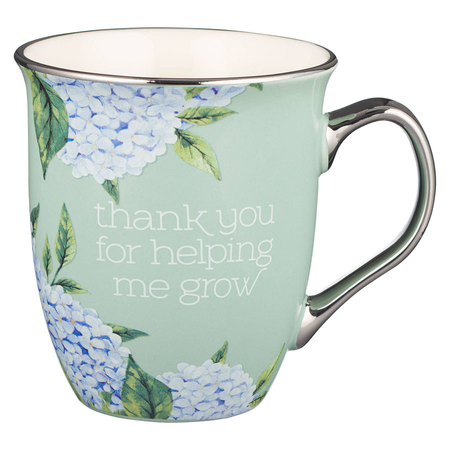 Mug Mint/Cream Hydrangea Helping Me Grow - Premium Christian Gift Items from Christian Art Gifts - Just $10.95! Shop now at Pat's Monograms