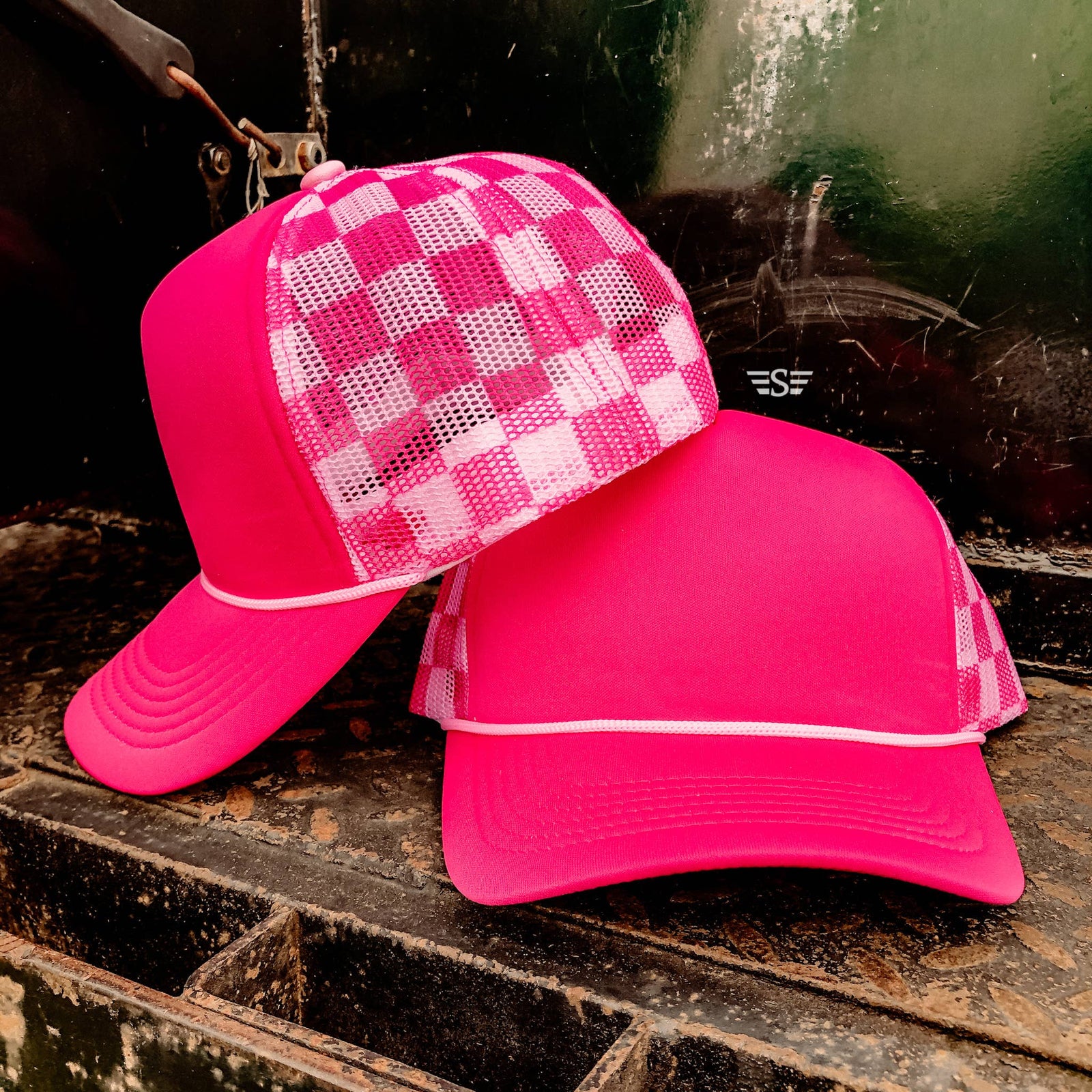 Checkered Mesh Back Foam Trucker Cap - Premium Trucker Cap from Flying S Company - Just $16.99! Shop now at Pat's Monograms