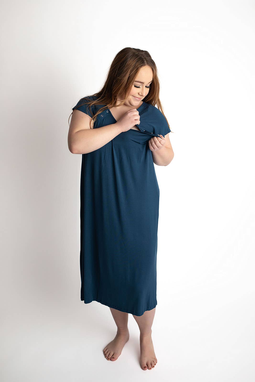 Navy Blue Maternity Mommy Labor and Delivery/ Nursing Gown - Premium nursing & Feeding from Three Little Tots - Just $36.95! Shop now at Pat's Monograms