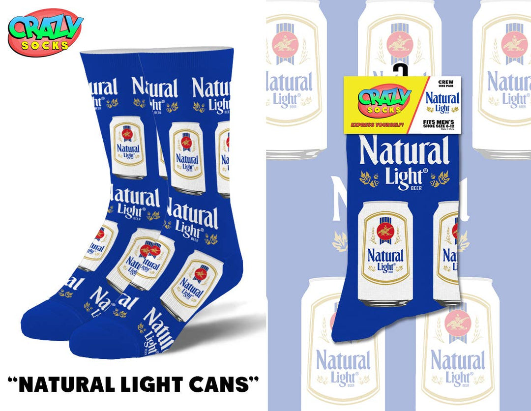 NATURAL LIGHT CANS CRAZY SOCKS - Premium Socks from Crazy Socks - Just $8! Shop now at Pat's Monograms