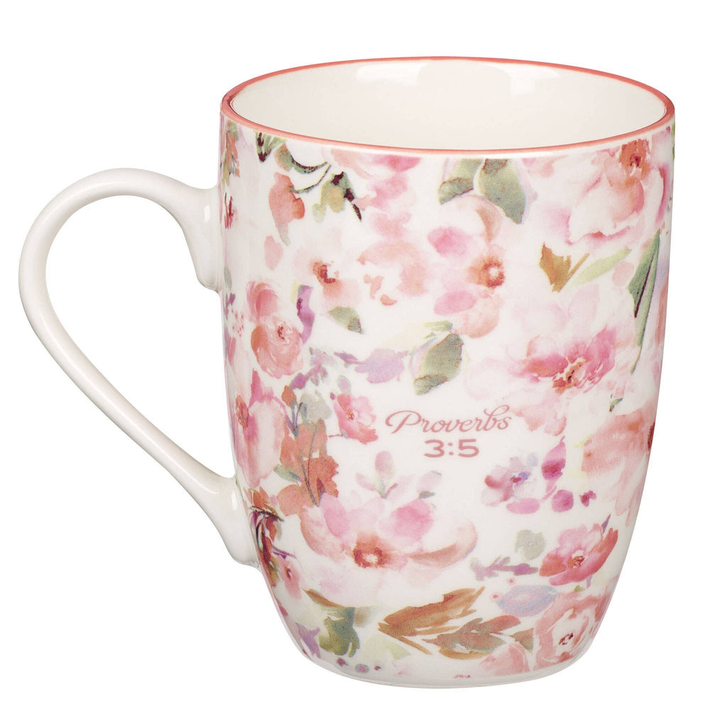 Mug Coral Floral Trust in the Lord Prov. 3:5-6 - Premium Christian Gift Items from Christian Art Gifts - Just $9.95! Shop now at Pat's Monograms