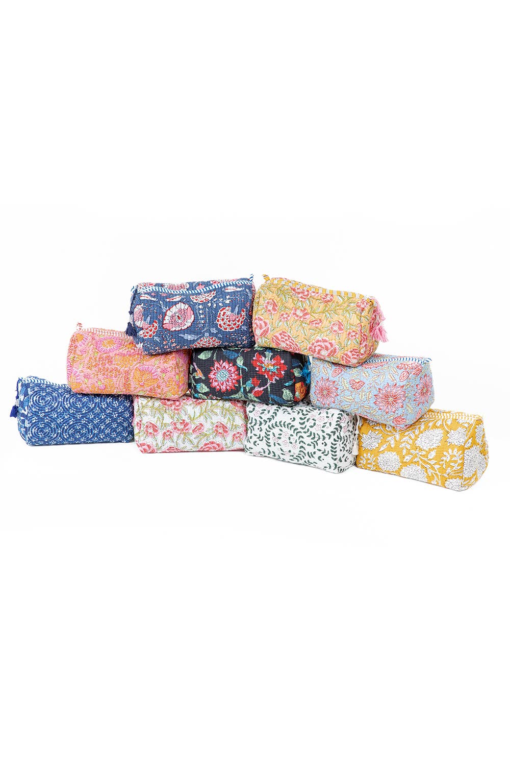 Light Blue w/  Floral print Quilted Cotton Toiletry Bag Set - Premium toiletry bags from LA Soul - Just $42.95! Shop now at Pat's Monograms