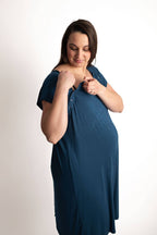 Navy Blue Maternity Mommy Labor and Delivery/ Nursing Gown - Premium nursing & Feeding from Three Little Tots - Just $36.95! Shop now at Pat's Monograms