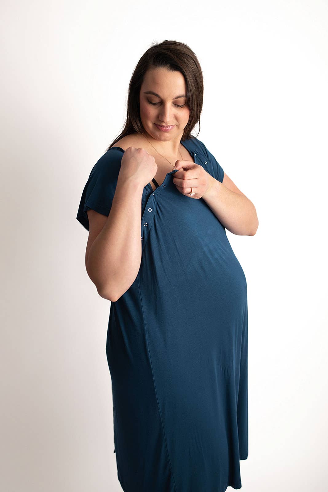 Navy Blue Maternity Mommy Labor and Delivery/ Nursing Gown - Premium nursing & Feeding from Three Little Tots - Just $36.95! Shop now at Pat's Monograms