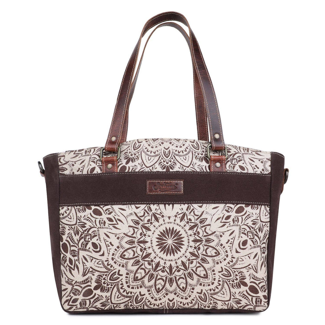 Canvas & Leather Women's Tote Bag - Timberwolf/Van Dyke - Premium tote bag from Sixtease Bags USA - Just $52! Shop now at Pat's Monograms