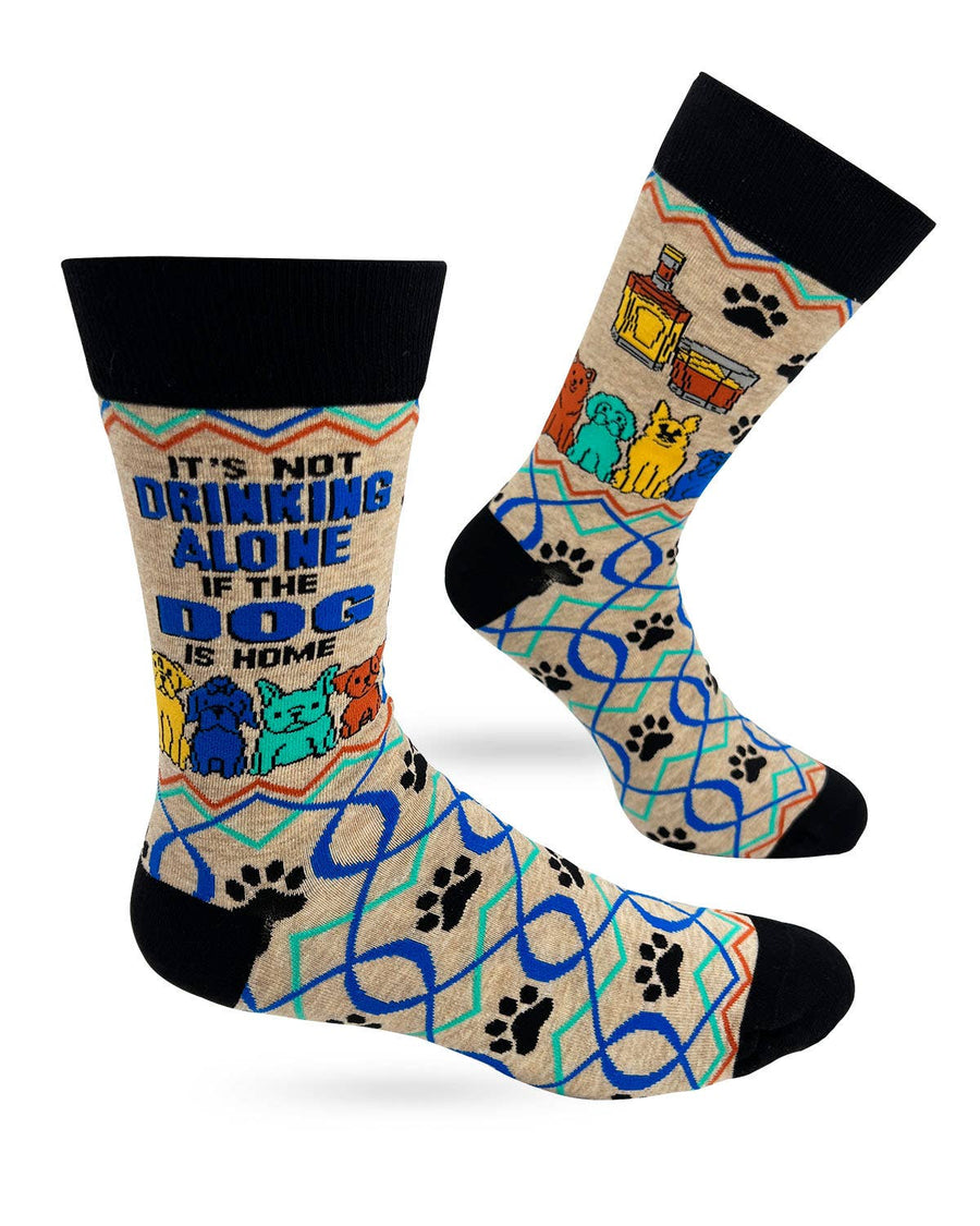 It’s Not Drinking Alone if the Dog is Home Men's Novelty Crew Socks - Premium Socks from Fabdaz - Just $11.95! Shop now at Pat's Monograms
