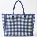 Gingham Check Frayed Trim Tote Bag - Premium tote bag from Hana - Just $22.95! Shop now at Pat's Monograms