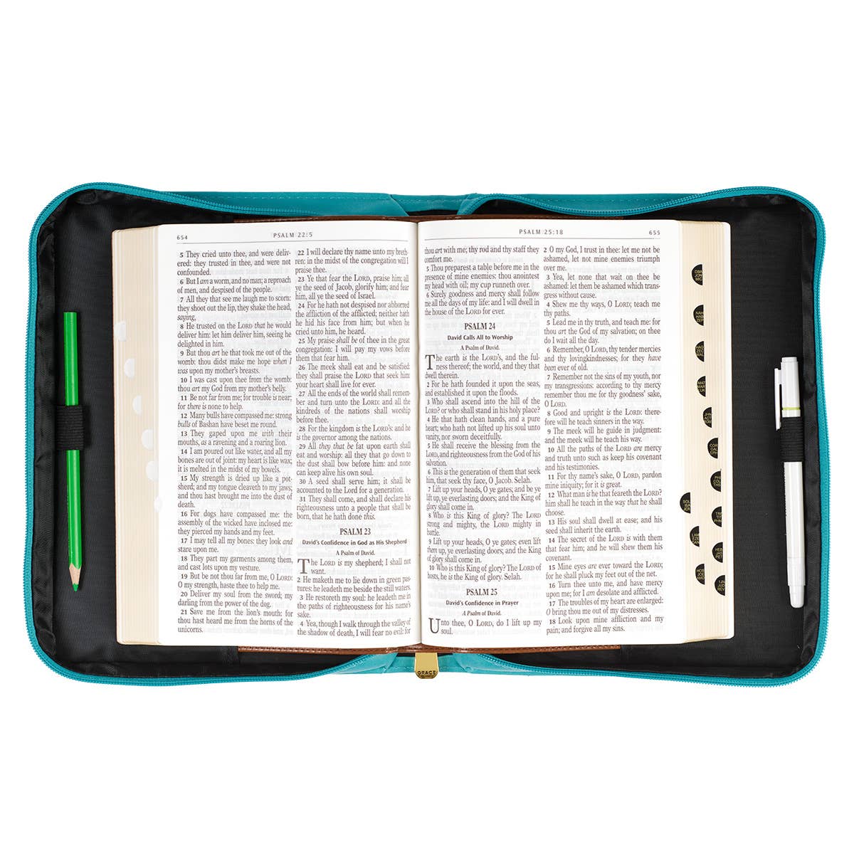 Amazing Grace Floral Teal Faux Leather Bible Cover - Premium Books and Devotionals from Christian Art Gifts - Just $29.99! Shop now at Pat's Monograms