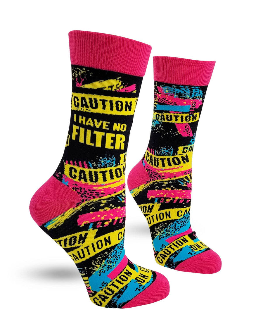 Caution I Have No Filter Women's Crew Socks - Premium Socks from Fabdaz - Just $11.95! Shop now at Pat's Monograms